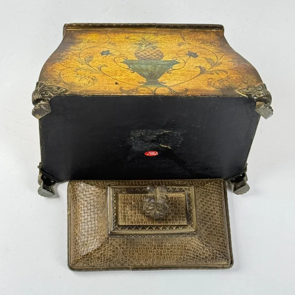 Hospitality Pineapple Curved Chest Decorative Box W/ Ornate Details